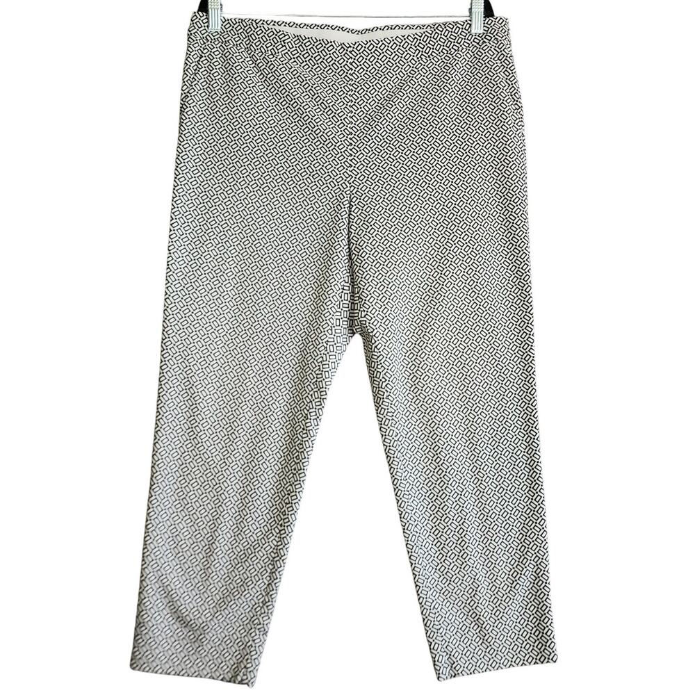 J Jill Womens Essential Slim Ankle Pants‎ Petite Size 16P Black White Geometric